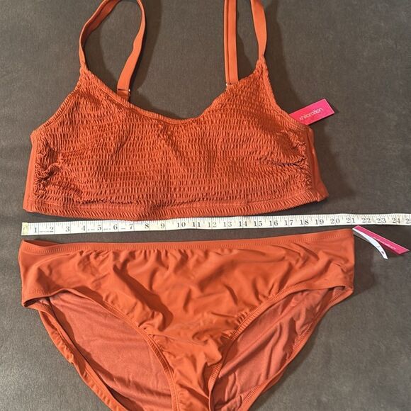 Women’s Xhilaration Plus Size Orange 2 Piece Bikini Smocked Top Size 3X NWT - Picture 7 of 13